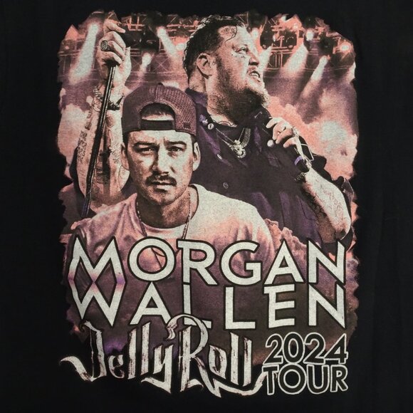 Morgan Wallen Jelly Roll 2024 Tour Women's T-Shirt Black Small - Picture 2 of 6